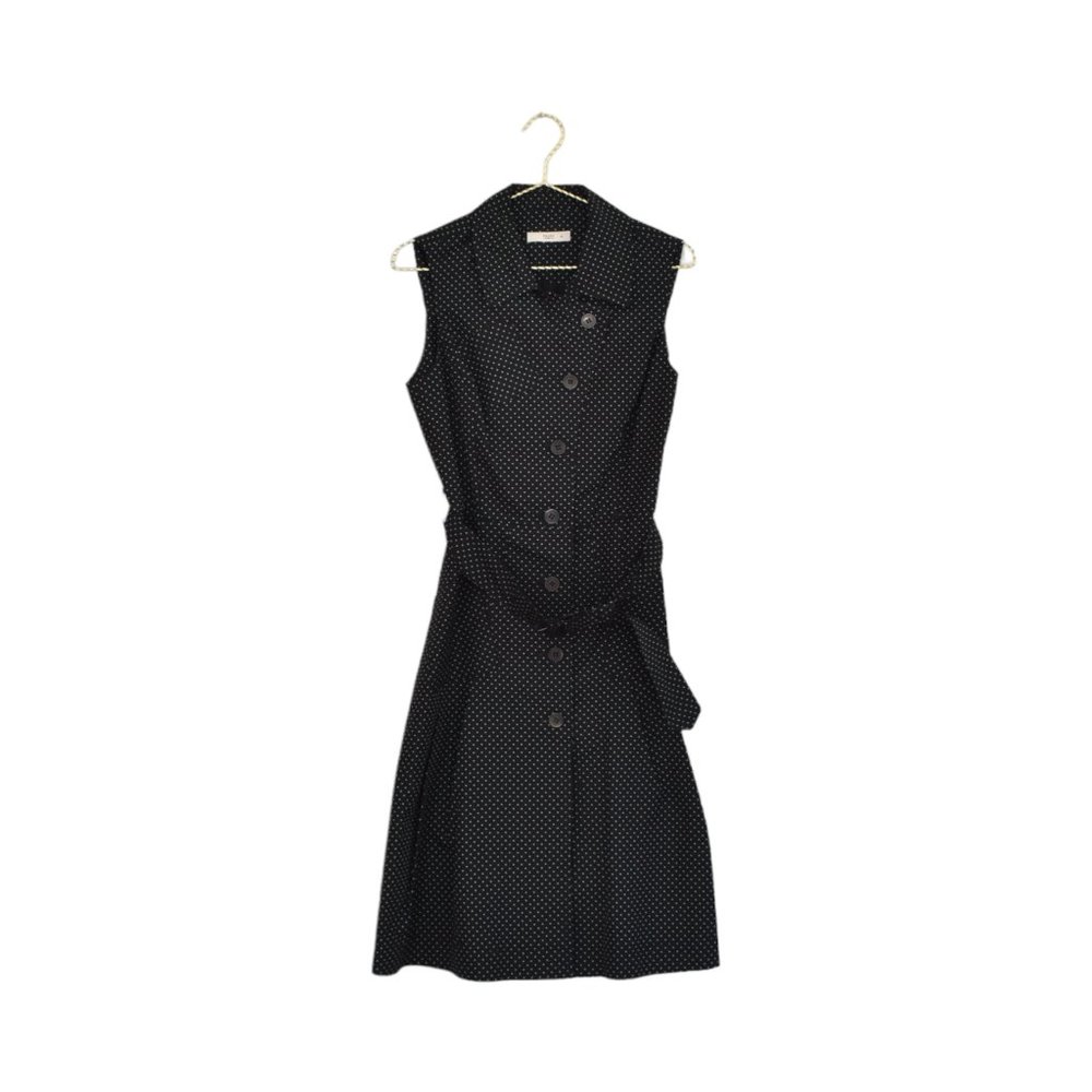 Prada Navy Blue and Aqua Polka Dot Silk Dress